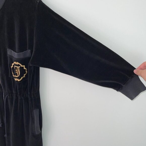 Jaeger Jumpsuit Small S Womens Velour Drawstring Side Pockets Long Sleeve Black - Picture 3 of 12